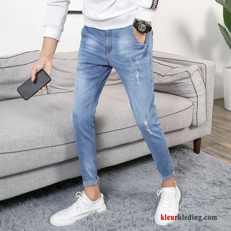 Nieuw Spijkerbroek Jeans Heren Jeugd Trend Potlood Broek Elastiek Trendy Merk
