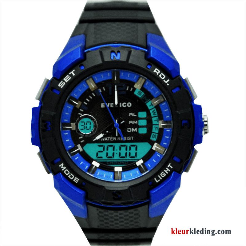 Nieuw Sport Lichtende Nachtwolken Tas Heren Outdoor Horloge Waterdicht Blauw