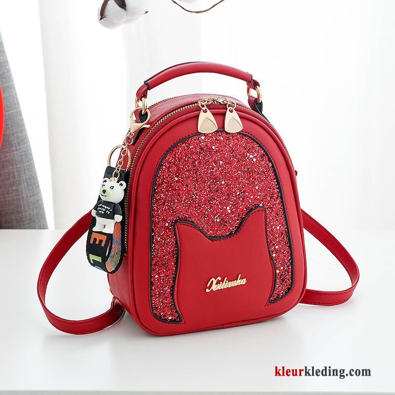 Nieuw Tas 2019 Mesh Zomer Rugzak Messenger Tas Dames Rood Zwart