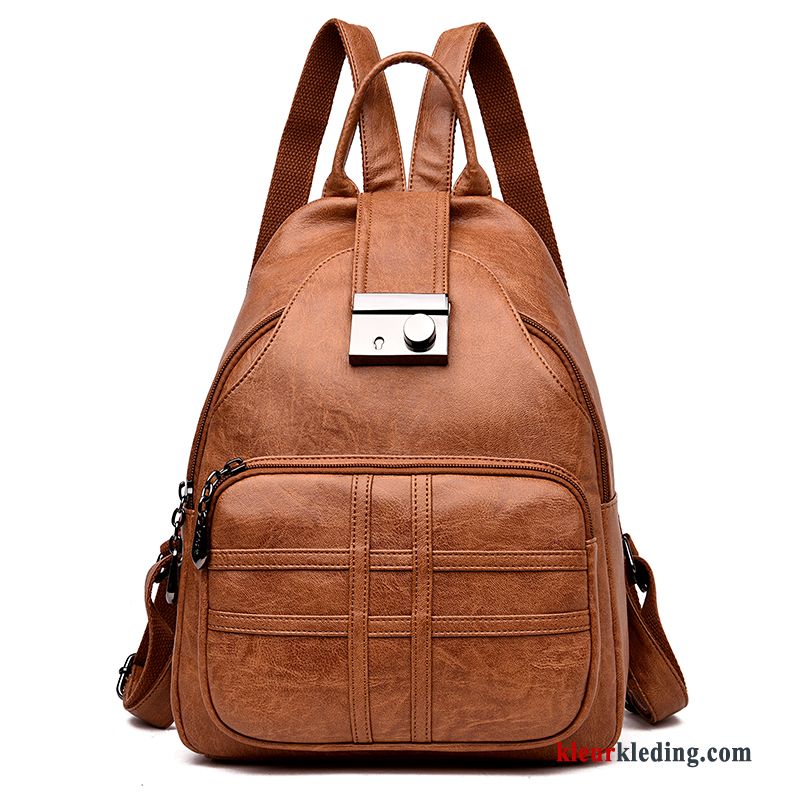 Nieuw Tas Casual Dames Rugzak Trend Dual Gebruik Zacht Leer Rood