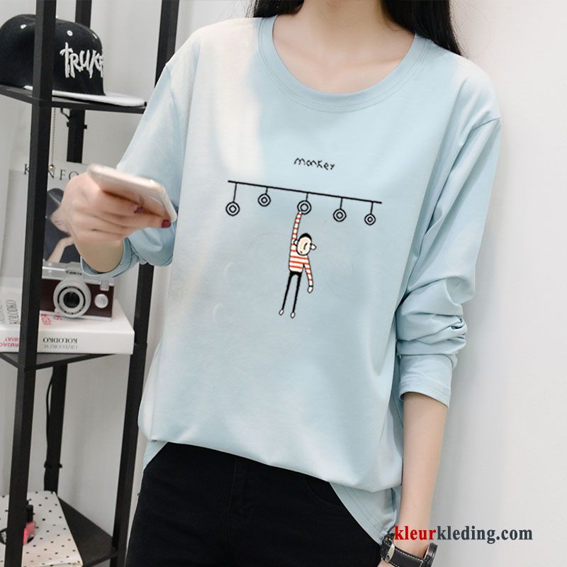 Onderhemd Losse Jasje Student T-shirt Lange Mouw Dames Persoonlijk Eenvoudige