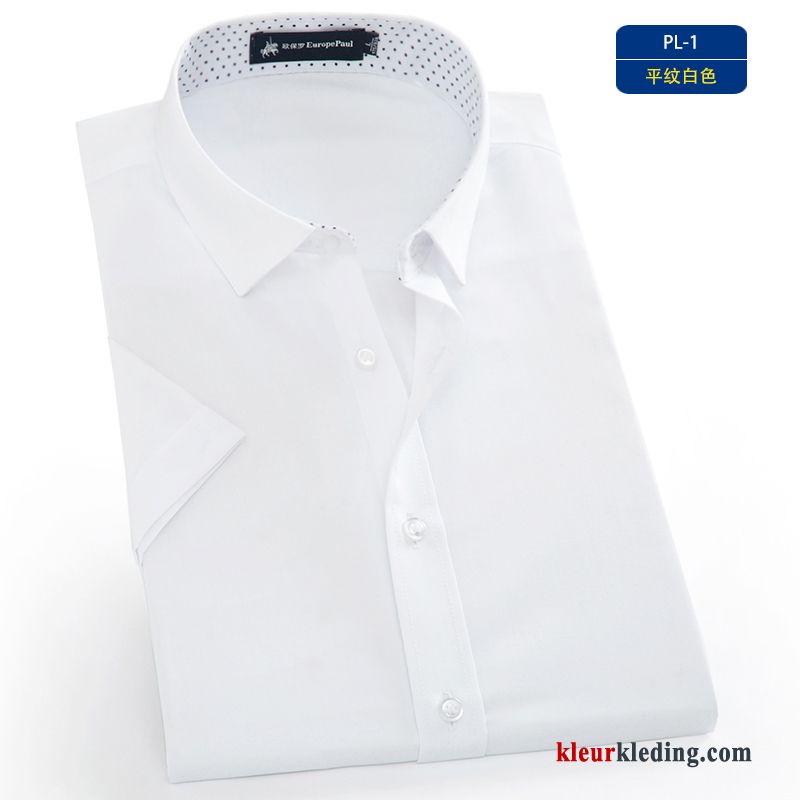 Overhemd Kort Mouw Korte Mouw Wit Comfortabele Casual Bedrijf Zomer Heren Trend