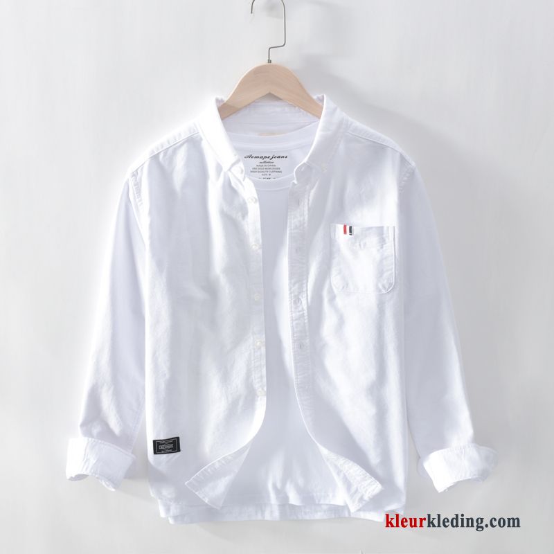Overhemd Kort Mouw Overhemd Wit Trend Slim Fit Voorjaar Grijs Casual Koe Heren
