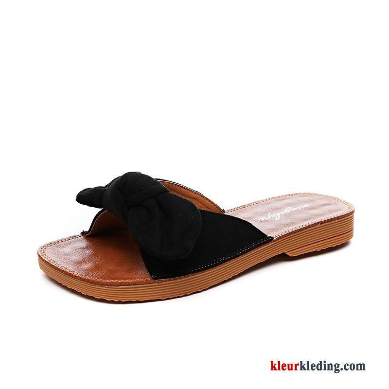 Pantoffels Vlinderdas Plat Strand Mode Zomer Bovenkleding Vrouwen Student Dames Rood Gouden