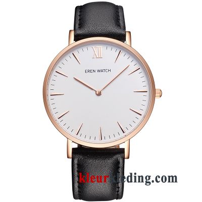 Persoonlijkheid Casual Quartz Horloge Riem Trend Mode Dun Rose Goud Heren Wit Bruine