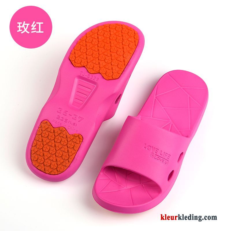 Plateauzool Antislip Vrouwen Pantoffels Zomer Mannen Slippers Rubber Dames Roze