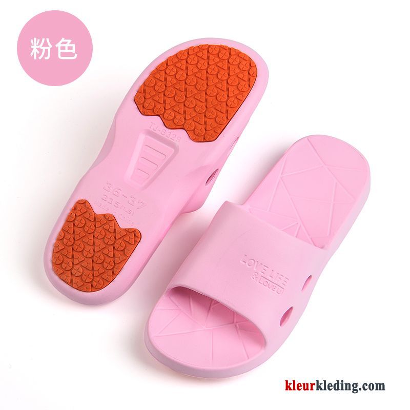 Plateauzool Antislip Vrouwen Pantoffels Zomer Mannen Slippers Rubber Dames Roze