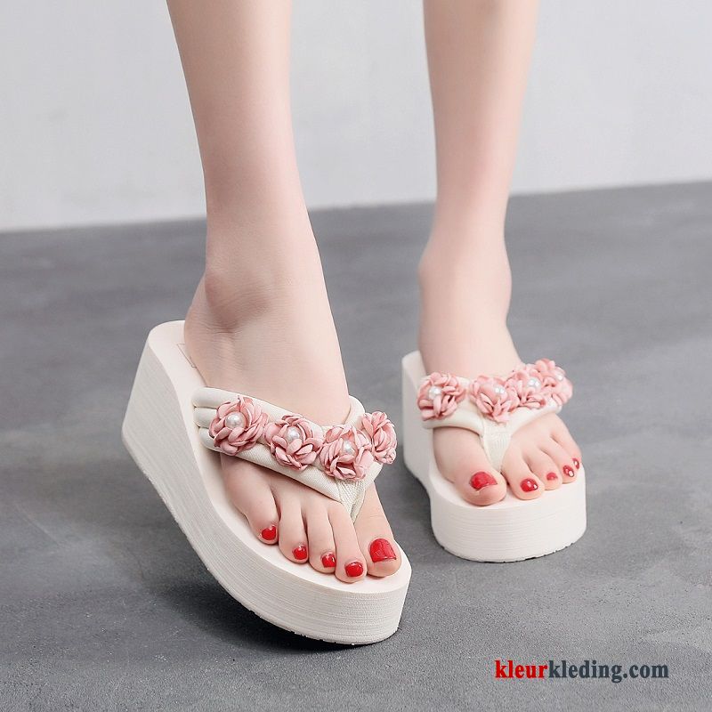 Platform Slipper Bovenkleding Zomer Vrouwen Mode Trend Plateauzool Dames Rood Wit