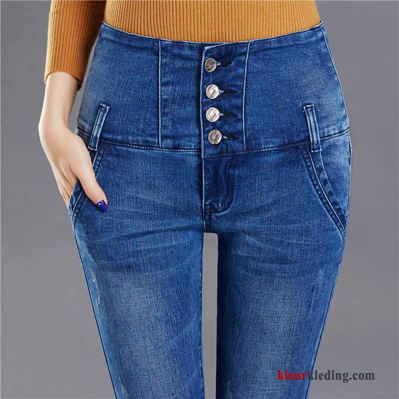 Potlood Broek Spijkerbroek Jeans Slim Fit Hoge Taille Zwart Dunne Elastiek Skinny Dames