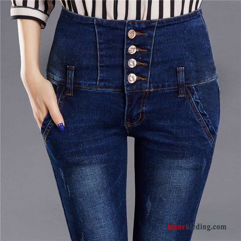 Potlood Broek Spijkerbroek Jeans Slim Fit Hoge Taille Zwart Dunne Elastiek Skinny Dames