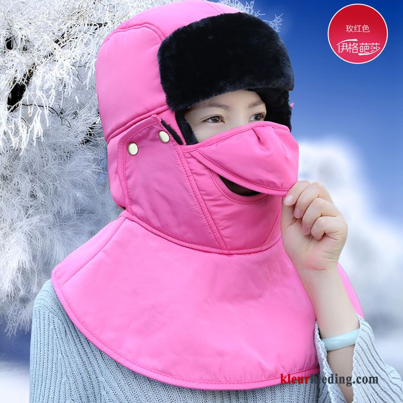 Purper Hoed Winter Maskers Dames Outdoor Cyclus Van Katoen