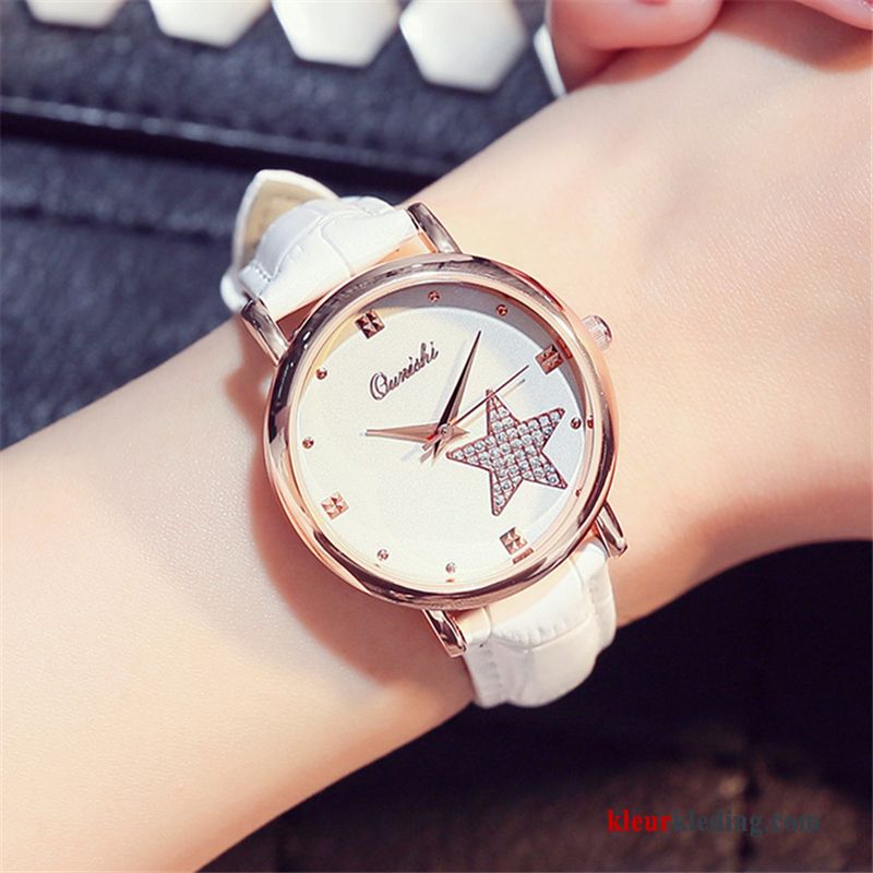 Quartz Horloge Nieuw Elegante Eenvoudig Dames Casual Student Trend Wit