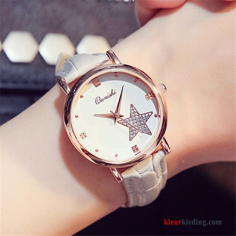 Quartz Horloge Nieuw Elegante Eenvoudig Dames Casual Student Trend Wit