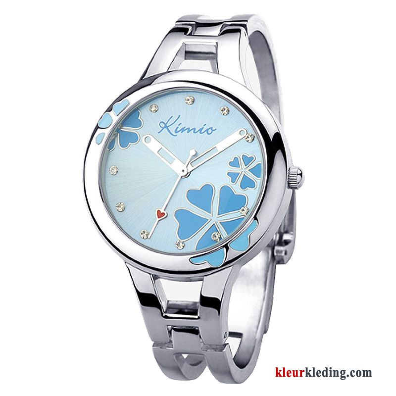 Quartz Horloge Vintage Dames Licht Trend Mode Student Armbanden Blauw Gouden Beige