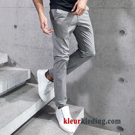 Rechtdoor Zomer Casual Broek Heren Grijs Slim Fit Koel Mannelijk