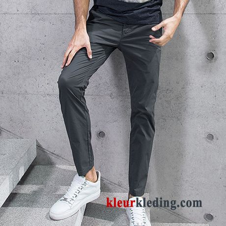 Rechtdoor Zomer Casual Broek Heren Grijs Slim Fit Koel Mannelijk