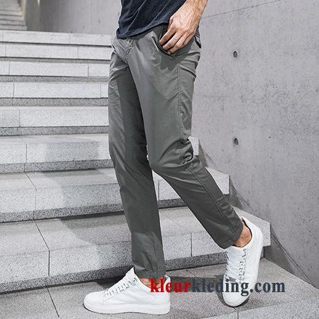 Rechtdoor Zomer Casual Broek Heren Grijs Slim Fit Koel Mannelijk