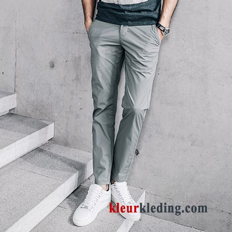 Rechtdoor Zomer Casual Broek Heren Grijs Slim Fit Koel Mannelijk