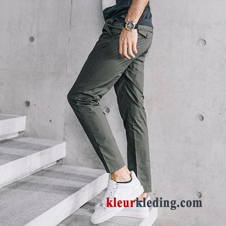 Rechtdoor Zomer Casual Broek Heren Grijs Slim Fit Koel Mannelijk