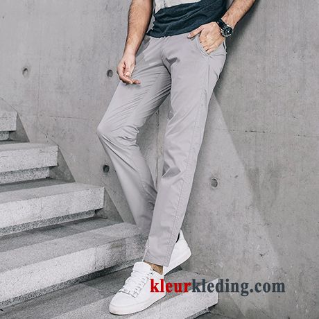 Rechtdoor Zomer Casual Broek Heren Grijs Slim Fit Koel Mannelijk