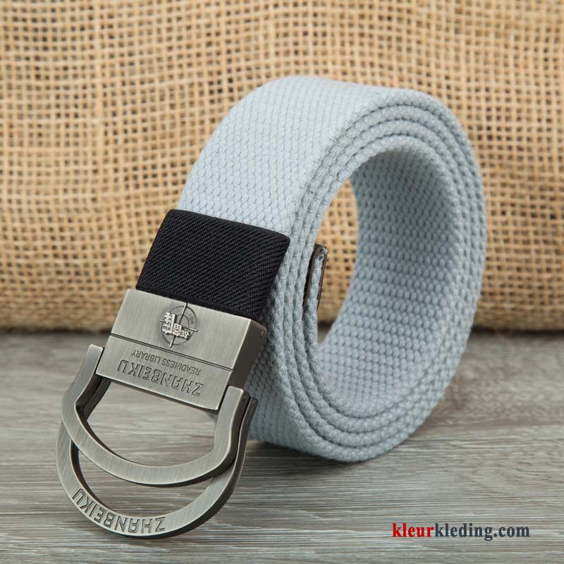 Riem Casual Sport Weven Heren Canvas Outdoor Trend Jeugd Kaki