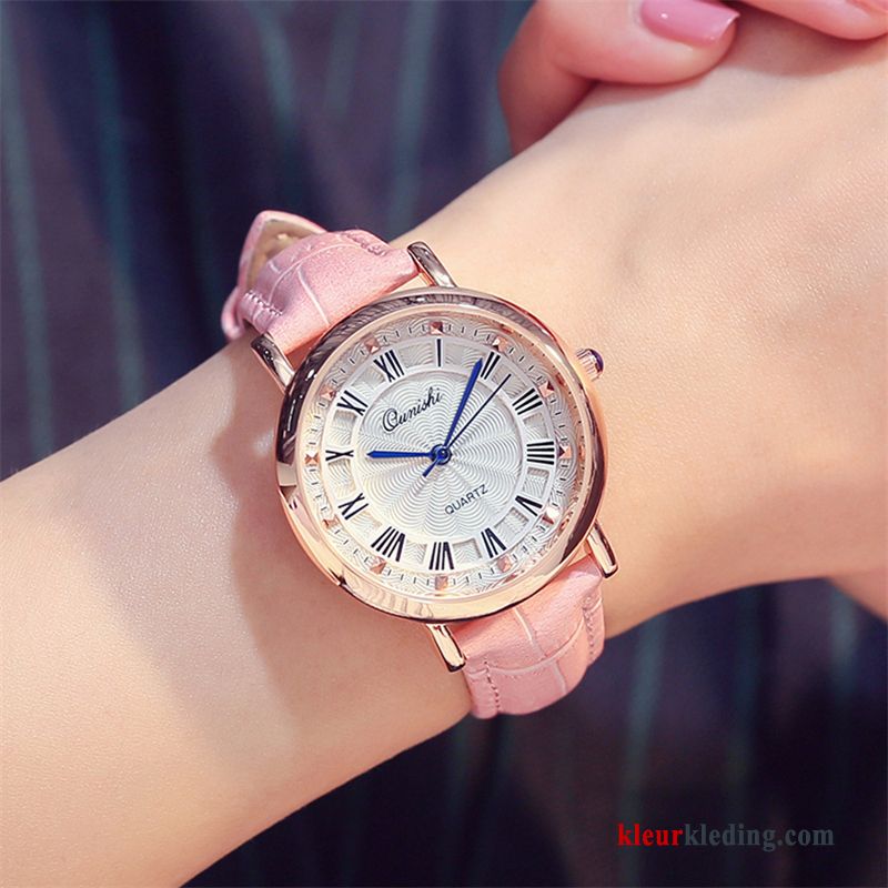 Riem Eenvoudig 2018 Vintage Elegante Quartz Horloge Student Dames Wit