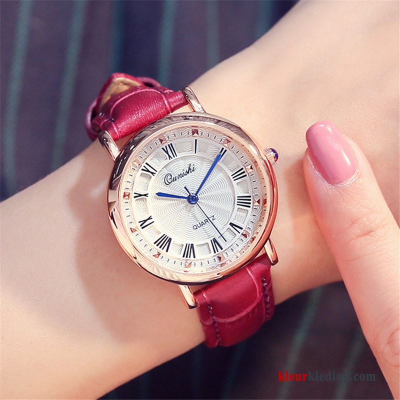 Riem Eenvoudig 2018 Vintage Elegante Quartz Horloge Student Dames Wit