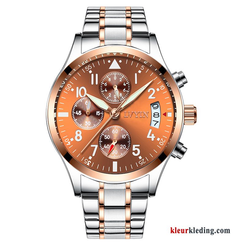 Roestvrij Staal Heren Trend Mode Horloge Sport Keramiek Waterdicht Wit Zilver