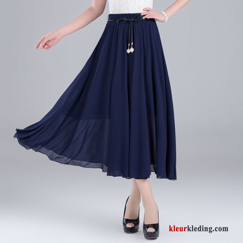 Rok Geplooide Chiffon Hoge Taille Zomer Half Lichaam Groot Nieuw Dames