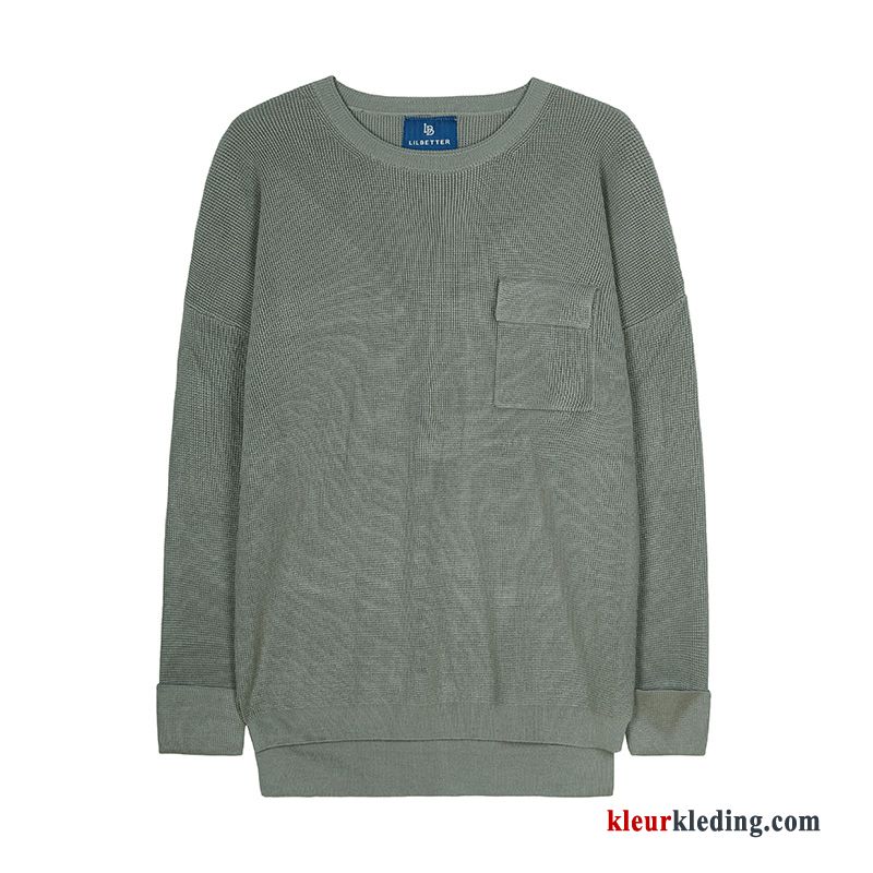 Ronde Hals Trend Heren Pullover Herfst Trui Mannelijk Groen