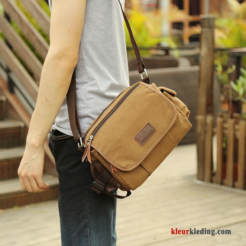 Rugzak Casual Schoudertas Outdoor Heren Mini Canvas Messenger Tas Zwart