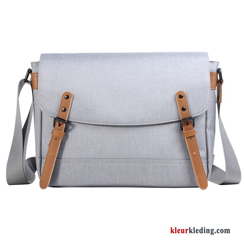 Rugzak Messenger Tas Schoudertas Trend Nieuw Canvas Oxford Heren Wit Grijs