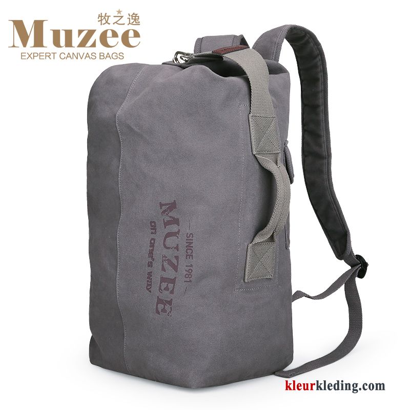 Rugzak Mode Heren Canvas Sport Tas Grote Capaciteit Outdoor Grijs