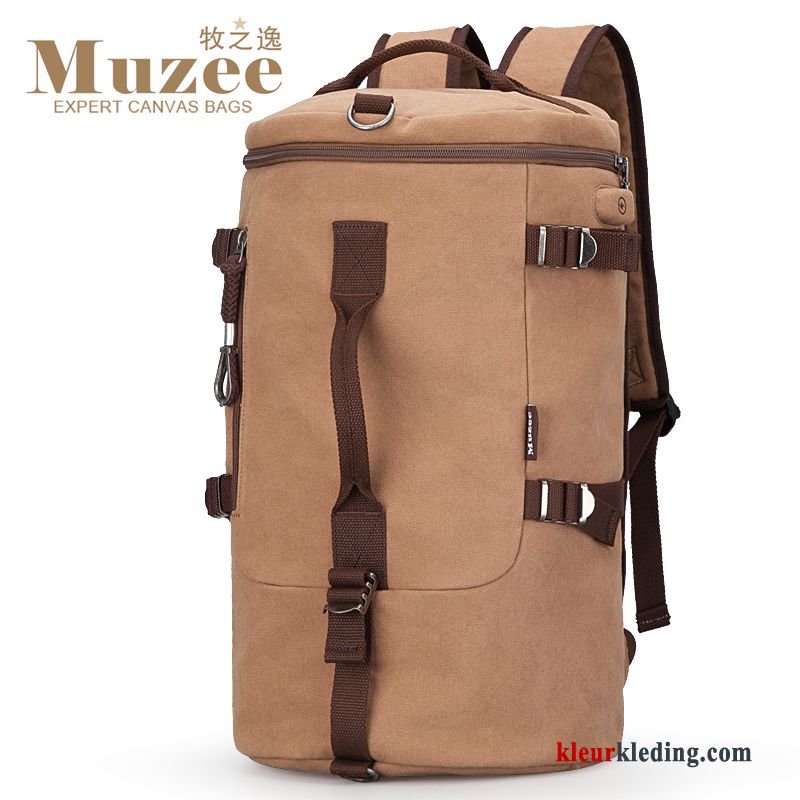 Rugzak Reizen Sport Heren Tas Reis Canvas Outdoor Blauw Zwart