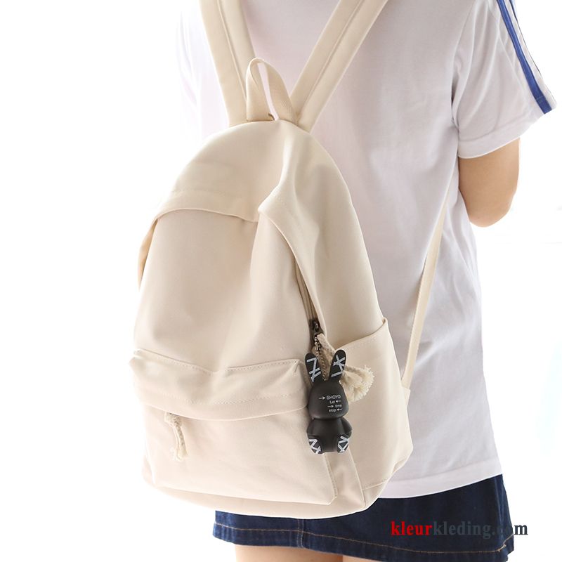 Rugzak Student Nieuwe Mini Dames Schooltas Casual Gemiddelde Wit Beige