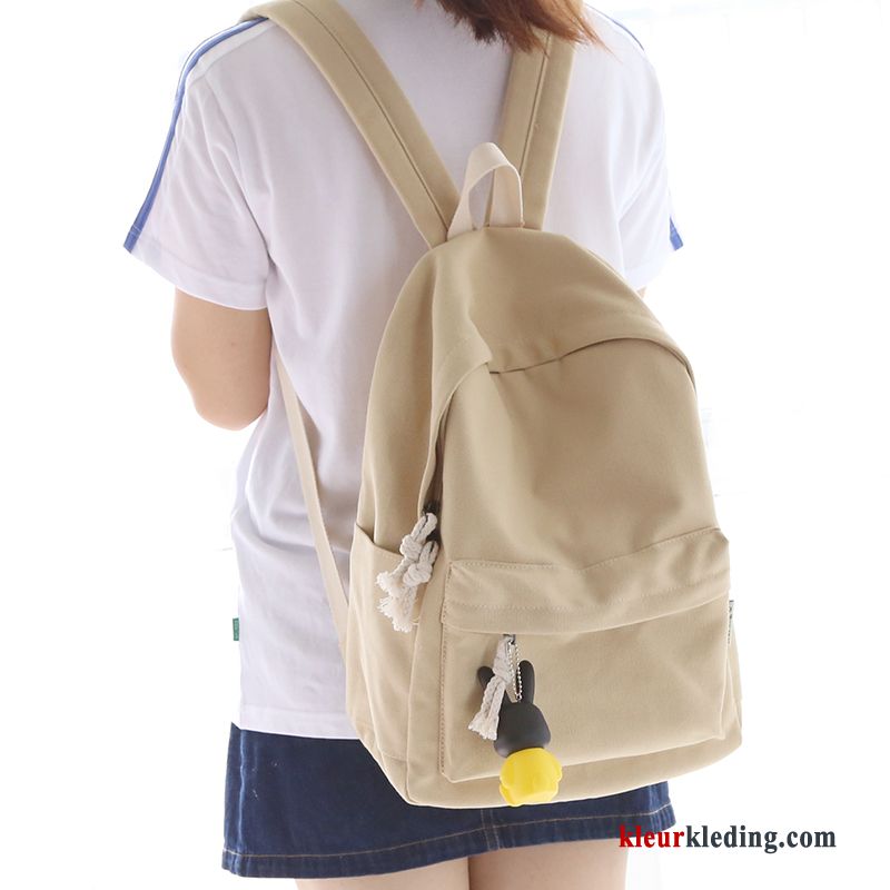 Rugzak Student Nieuwe Mini Dames Schooltas Casual Gemiddelde Wit Beige