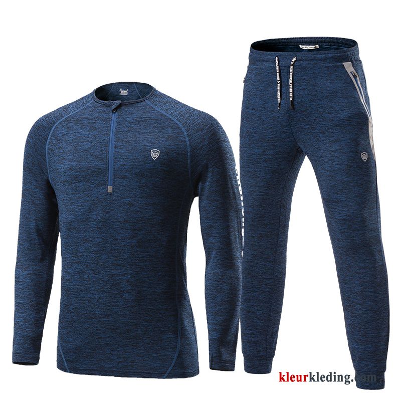 Running Pak Blauw Heren Ronde Hals Voorjaar Herfst Sportkleding