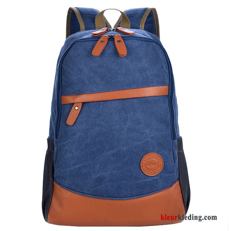 Schooltas Canvas Denim Computer Tas Rugzak Casual Dames De Middelbare School Blauw