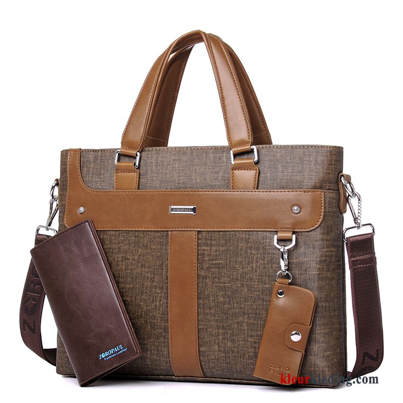 Schoudertas Business Heren Messenger Tas Leer Handtas Casual Aktetas Bruine