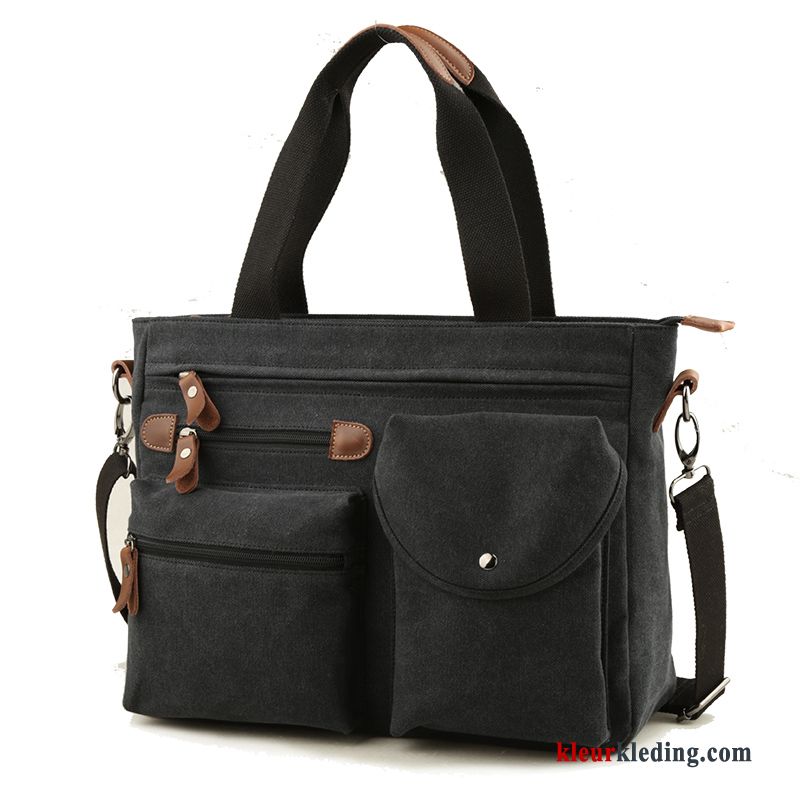 Schoudertas Business Heren Mode Messenger Tas Canvas Aktetas Casual Handtas Kaki