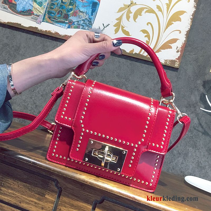 Schoudertas Dames 2018 Mini Trend Alle Wedstrijden Klinknagel Nieuw Tas Rood