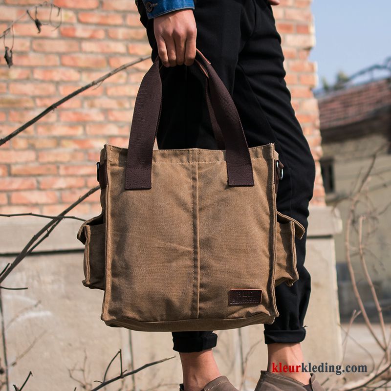 Schoudertas Grijs Tas Messenger Tas Handtas Vintage Gemiddelde Canvas Heren