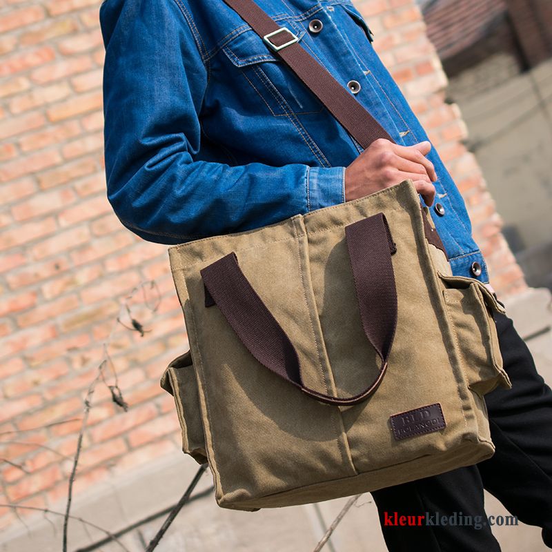 Schoudertas Grijs Tas Messenger Tas Handtas Vintage Gemiddelde Canvas Heren