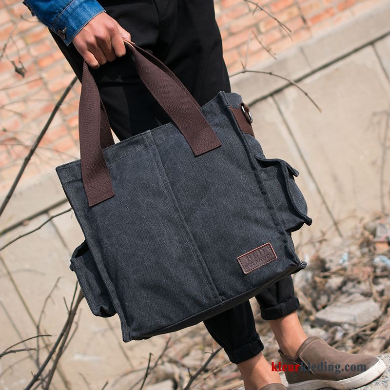 Schoudertas Grijs Tas Messenger Tas Handtas Vintage Gemiddelde Canvas Heren