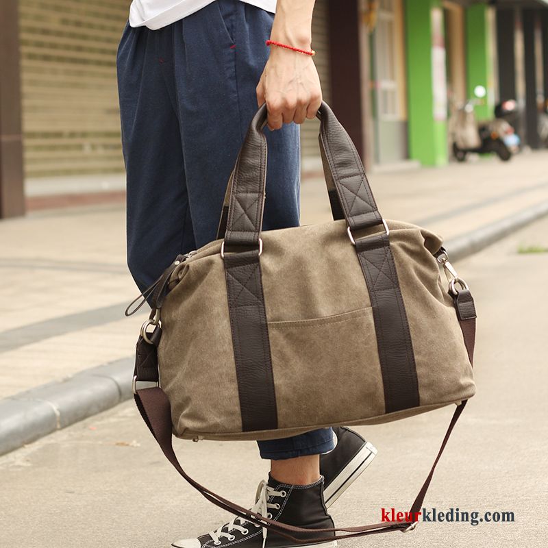 Schoudertas Handtas Messenger Tas Straat Casual Reizen Heren Canvas Mode Kaki