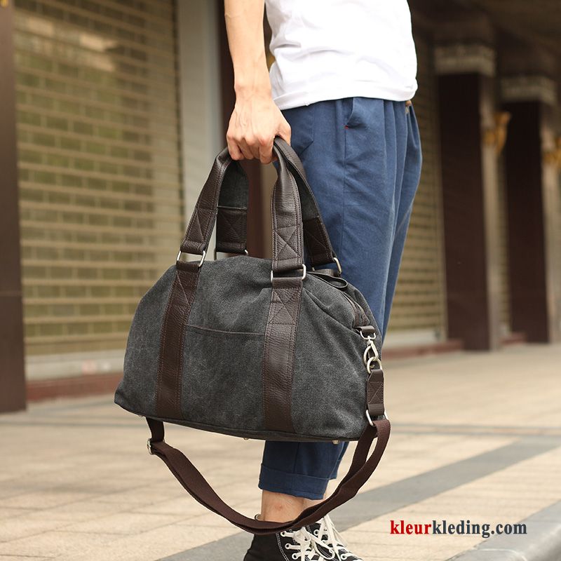 Schoudertas Handtas Messenger Tas Straat Casual Reizen Heren Canvas Mode Kaki