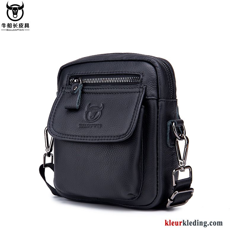 Schoudertas Lederen Heren Casual Tas Messenger Tas Lang Rechtbanken Business Zwart