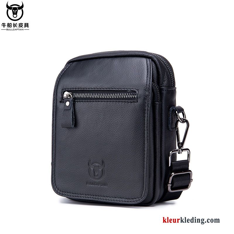 Schoudertas Lederen Heren Casual Tas Messenger Tas Lang Rechtbanken Business Zwart