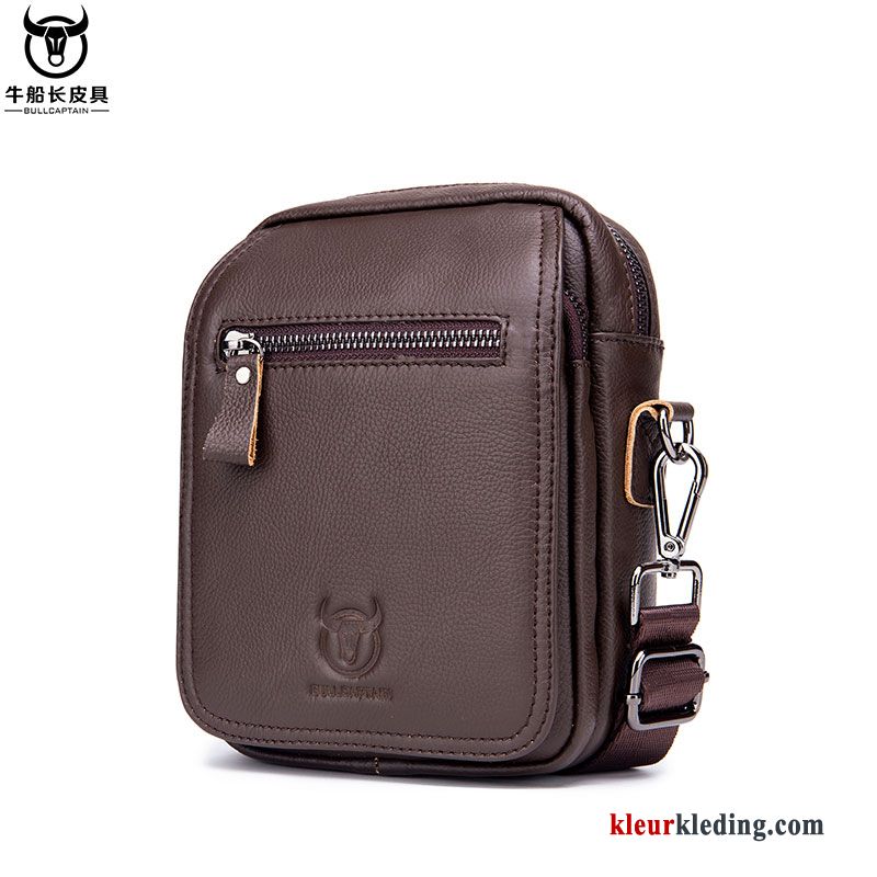 Schoudertas Lederen Heren Casual Tas Messenger Tas Lang Rechtbanken Business Zwart