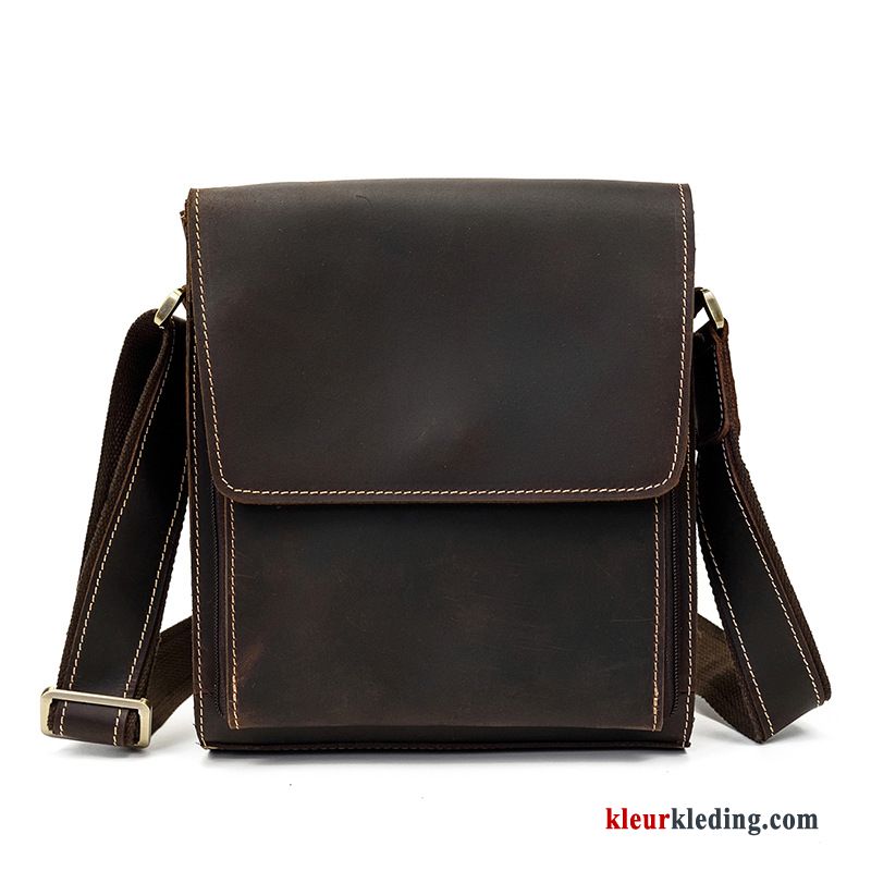 Schoudertas Leer Vintage Met De Hand Messenger Tas Diepe Heren Origineel Casual Bruine